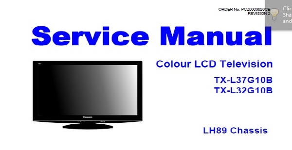 Product picture Panasonic TX L37G10B Service Manual